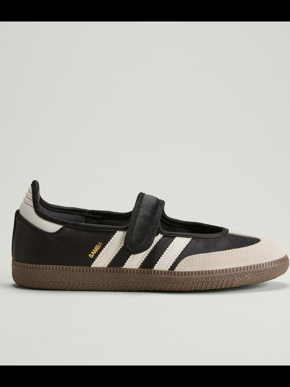 adidas Samba Mary-Jane Sneakers in Black and Cream with Brown Sole - Picture 3 of 4